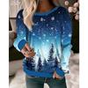 Women's Pullover Graphic Christmas Tree Abstract Casual Long Sleeve Crew Neck Regular Tops Casual Holiday Print Fall Winter