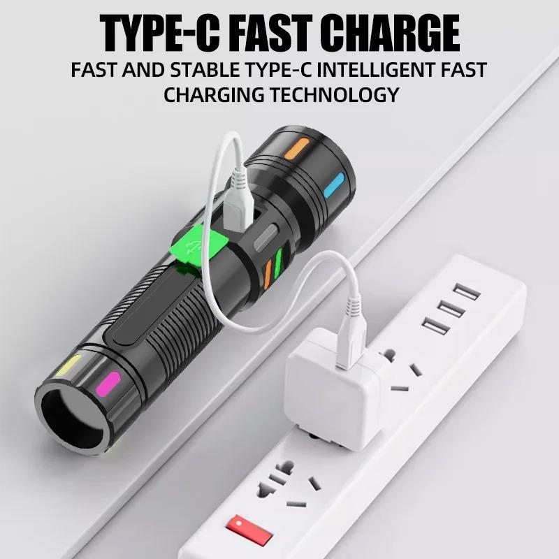 Powerful LED Flashlight Portable Zoomable Torch Waterproof Outdoor Hiking Emergency Fishing Camping Laser Flashlights