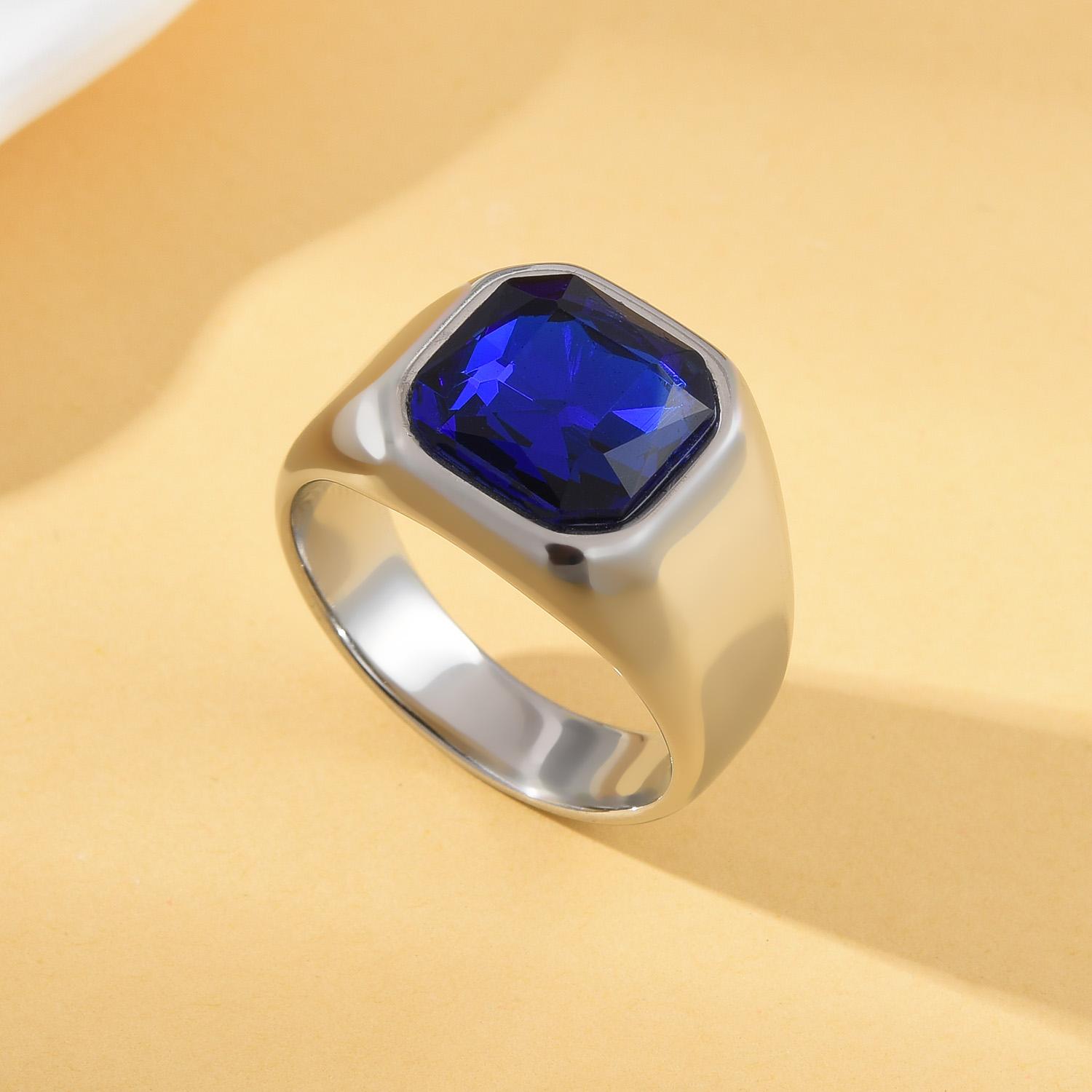 

R3121 Men s High Quality 316LStainless Steel Multiple Gemstone Styles Onyx Rings 13 синій