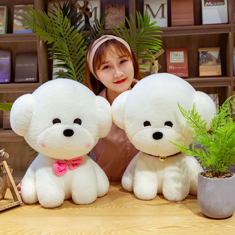 1Pcs 25Cm Simulation Bichon Frise Dog Plush Toy Cute Soft Stuffed Animal Toys Gift
