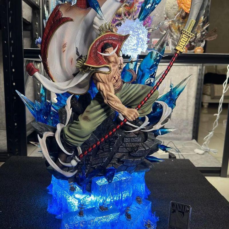 One Piece  Anime Figure Whitebeard Pirates Famous Naval Battle Scene Can Emit Light Peripheral Pvc 38Cm Model Desktop Gifts Toys