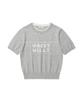 Wacky Willy Women'S Typographic Color Block Short Sleeve Knit Grey