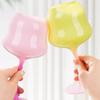 Aesthetic Twisted Crystal Glass Goblet, Pastel Pink Macaron Style High Stem Drink Cup for Juice, Milk & Beverages
