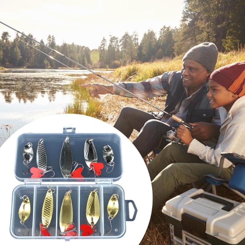 10pcs Fishing Spoons Metal Lures with Hook Tackle Box Hard Fishing Lures Fishing Baits for Trout Spinner Baits