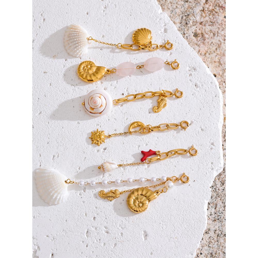 Yhpup Style Océan Coquillage Chaîne de Poitrine Pendant Bijoux Bikini Été Acier Inoxydable Résistant à la Rouille Accessoires de Plage de Vacances Cadeau