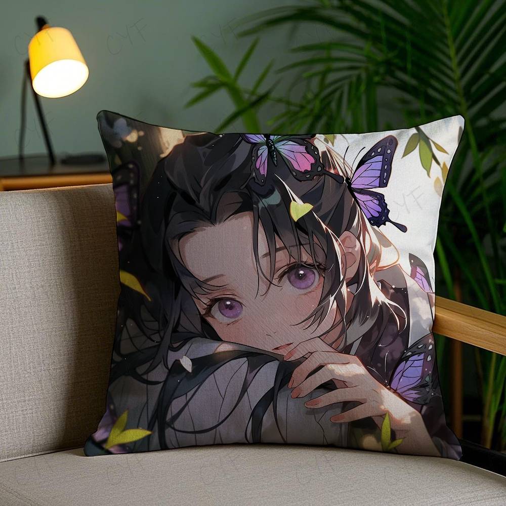 

Anime D-Demon Slayer Pillow Case Custom Printed Brushed Fleece Pillow, Baby Skin-Touch, Eco-Friendly Dye-Sublimation Cushion for 16x16Inch