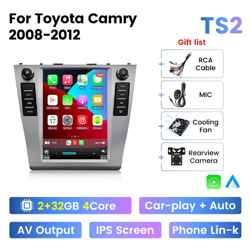 Android 2 Din Car Radio for Toyota Camry 6 XV 40 50 2006 2007 2008 2011 2012 for Tesla Style Carplay Multimedia Player Autoraido