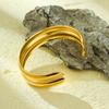 GEMCHIC Women's Double Layer Geometric Cuff Bracelet Adjustable Gold Plated Stainless Steel Bangle for Fashion