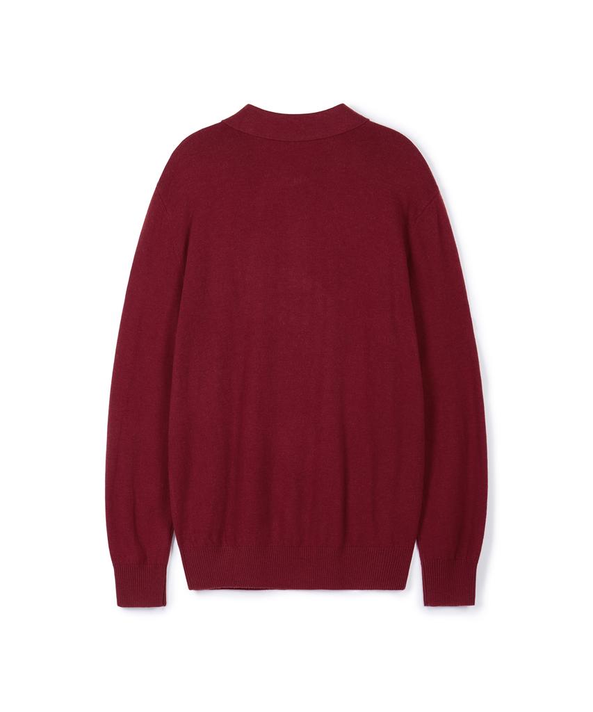 USPOLOASSN Merino Wool Collar Knit_Burgundy