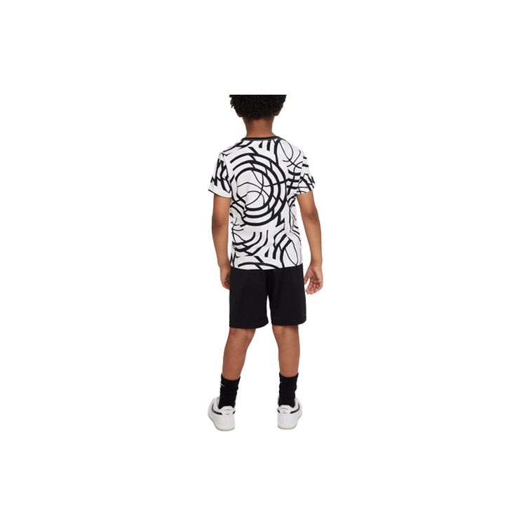 Nike Geometric Pattern Printed Round Neck Short Sleeve T-Shirt And Straight Leg Shorts Sports Set Kids sets FJ5173-010