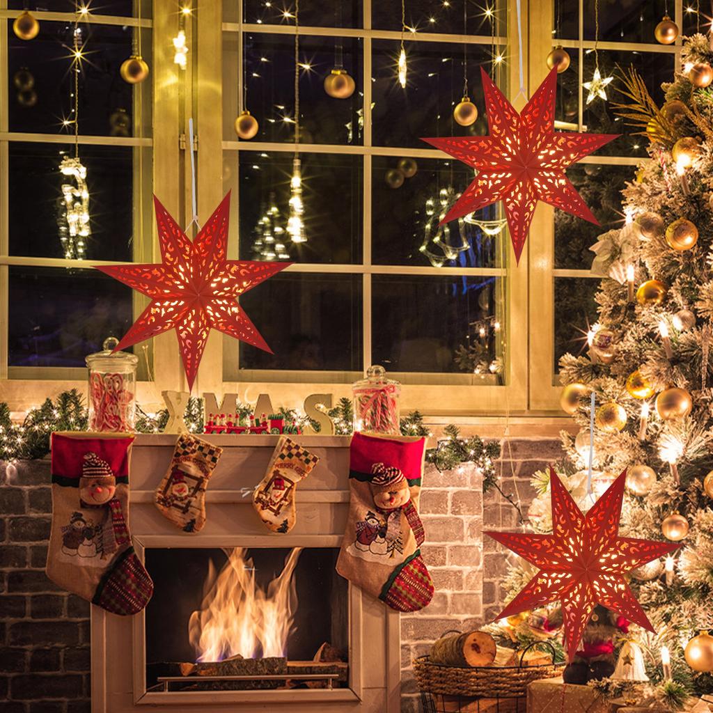 Weihnachtlicher Papierstern Anhänger Frohe Weihnachten Dekorationen für Zuhause 2026 Navidad Weihnachtsbaum Hängende Lampenschirme Schmuck Neujahr
