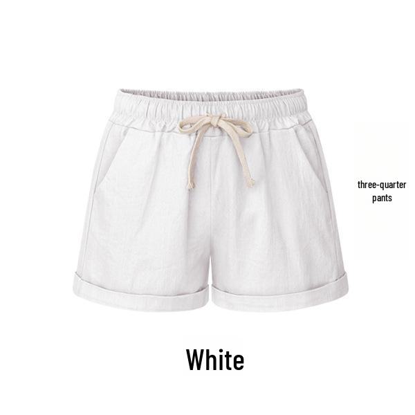 Women's Plus Size Summer Cotton Harem Shorts - Loose, Wide-Leg Three-Quarter Pants