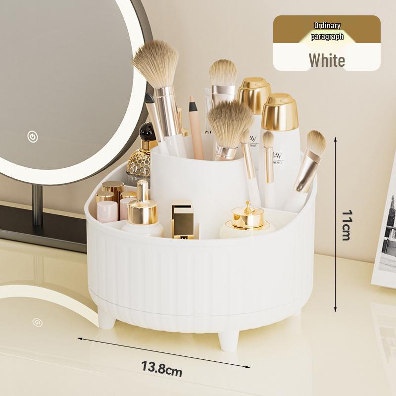 Rotatable Dust-Proof Desktop Cosmetic Storage Box for Makeup Brushes