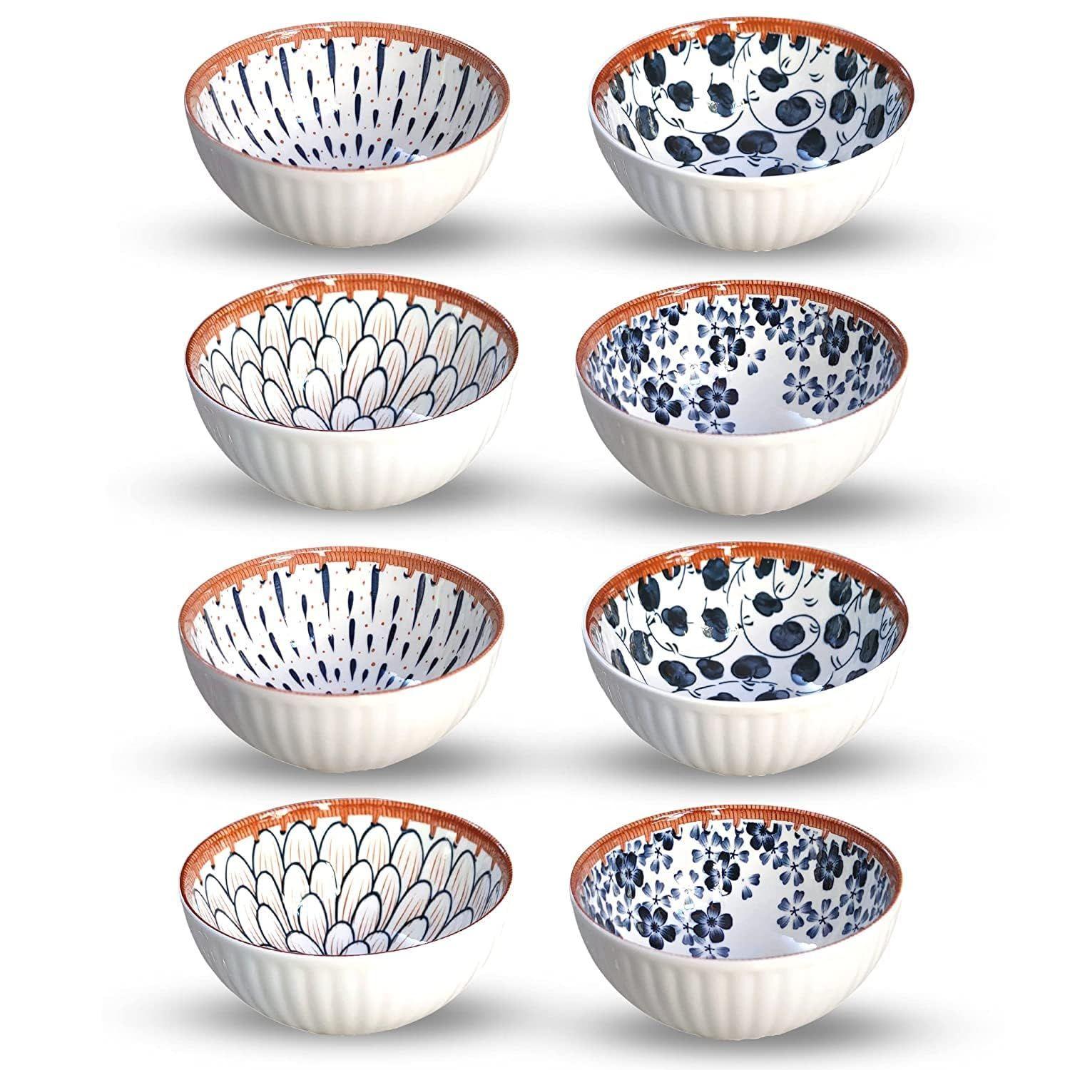 

Японские пиалы для рамена Набор керамических пиал Маленькие пиалы - Фарфоровые десертные пиалы для риса | Супа | Закусок | Гарниров | Мороженого - Наборы пиал Микроволновая печь |