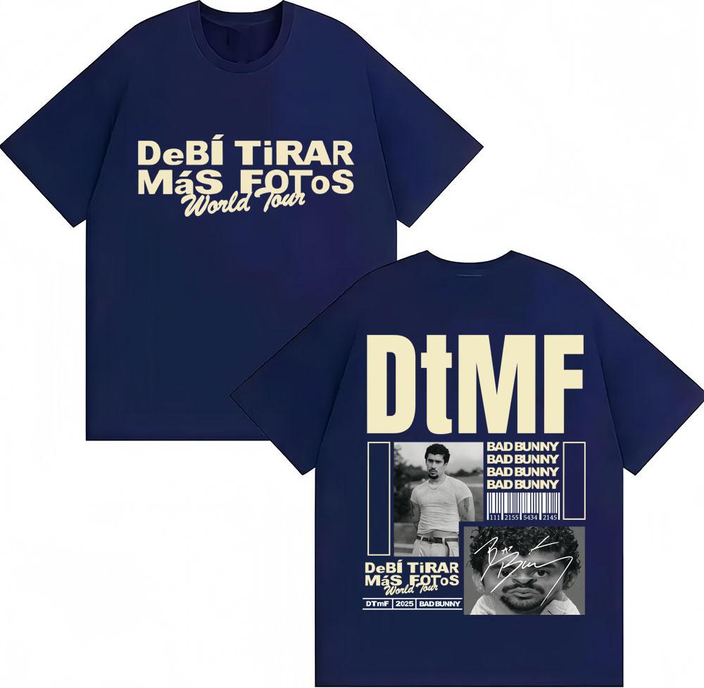 BAD BUNNY DTMF Debí Tirar Más Fotos TShirt Vintage Hip Hop Trendy Men Women Short Sleeve OversizedCotton Casual TShirts Male