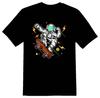 Skate Space Astronaut Skateboarding In Color Tee Shirt Black