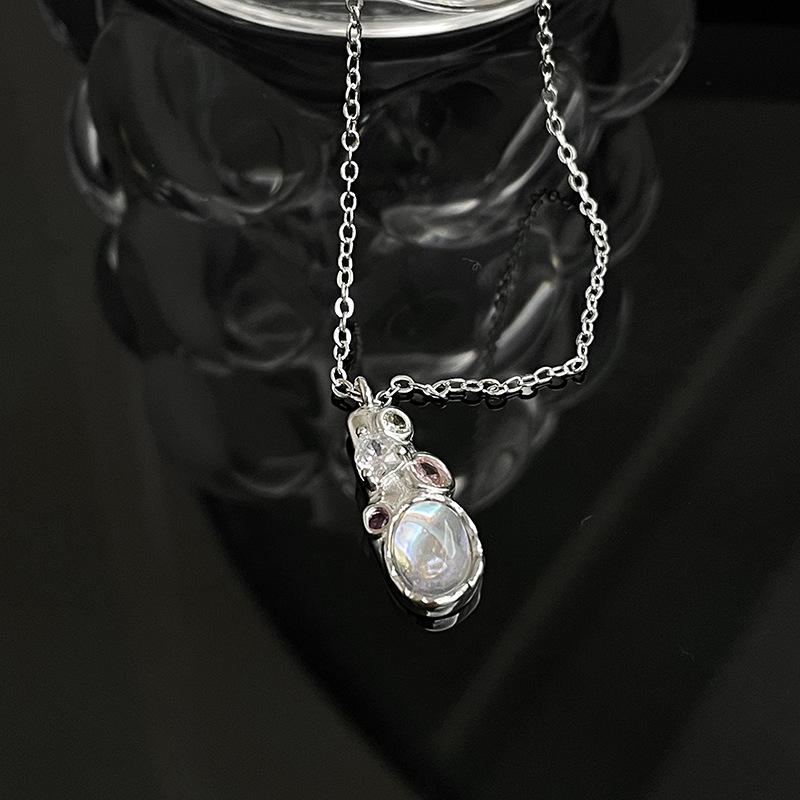 Hyunya, The Same Moonstone Set, Zir*****Pen Ring, Women'S Sweet Cool Wind Necklace, French Irregular Stud Earrings.