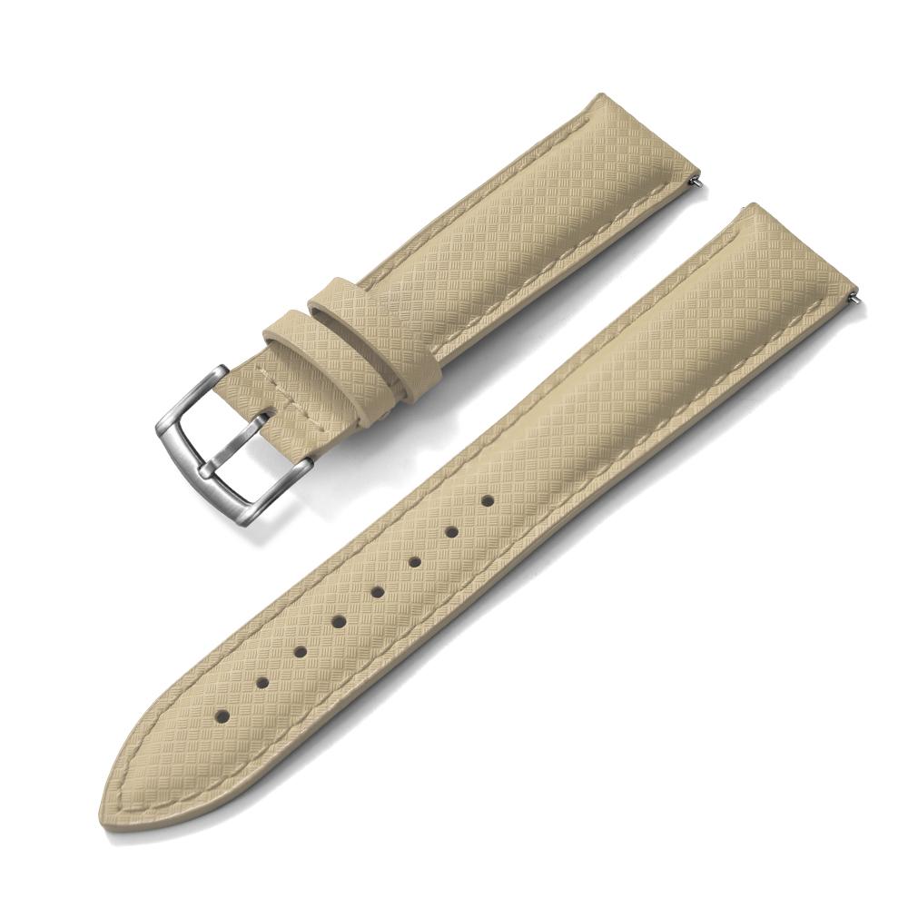 STAPELP 18mm 19mm 20mm 22mm Sailcloth Strap FKM TOP+Leather Base Tropical Texture Rubber Watch Bands Quick Release Pin Buckle