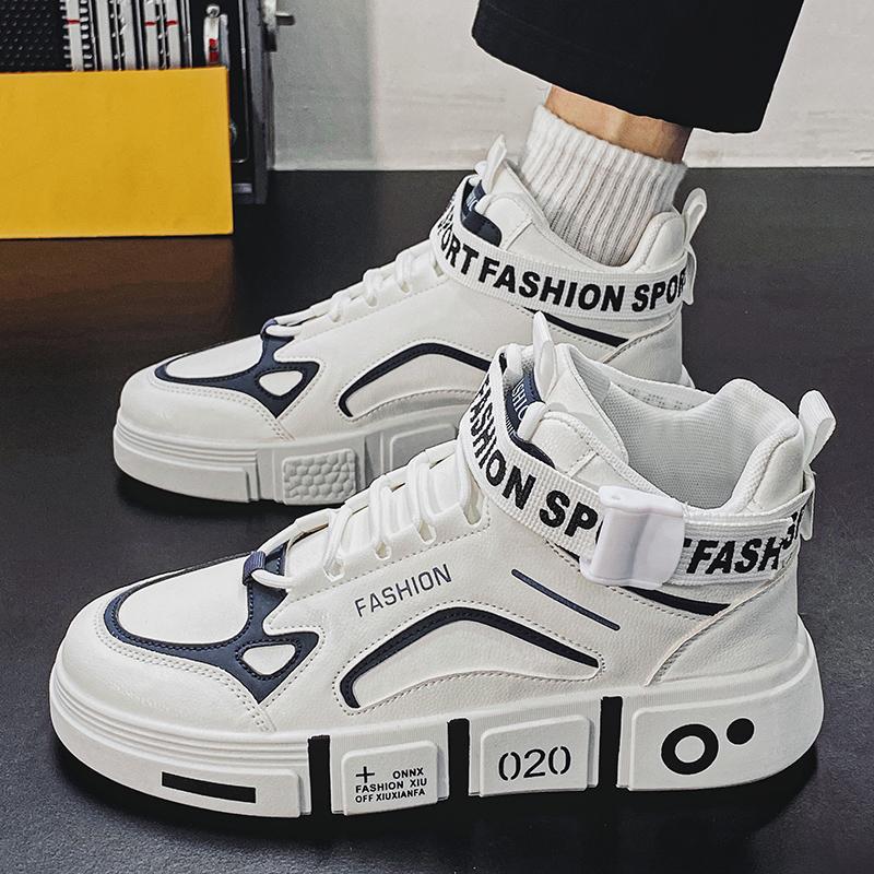 Men's Shoes 2025 New Autumn and Winter Junior High School Students Korean Version of Trend Sports Versatile High-top Board Shoes Men's Small White T