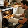 2Pcs Thickened Oven Mitts Heat-Resistant Kitchen Gloves Microwave Baking Gloves Machine Washable Essential Kitchen Tool for Hot Dishes