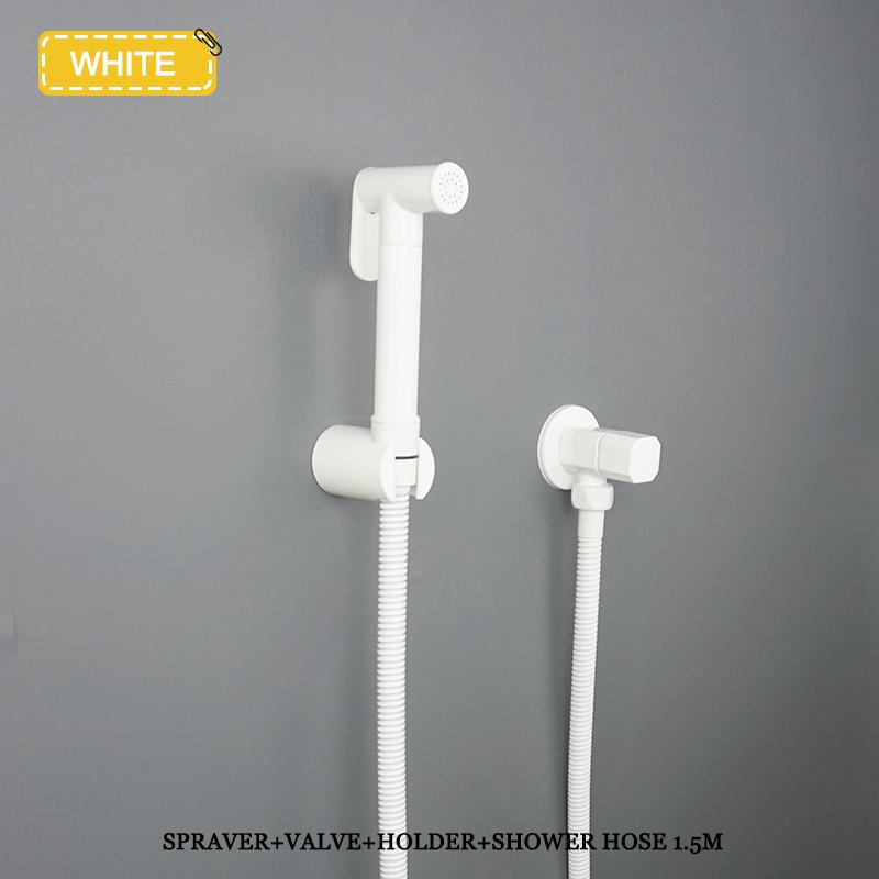 Set Bidet Portatile con Doccetta a Mano Montaggio a Parete Bianco Pistola a Spruzzo Doccia Portatile Rubinetto Risciacquo ad Alta Pressione Spruzzatore Accessori Bagno