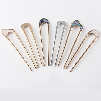 Fashion Hair Accessories Metal U Shape Hair Stick For Women Silver Gold Color Elegant Shell Enamel Hairpin Female Headwear Gifts
