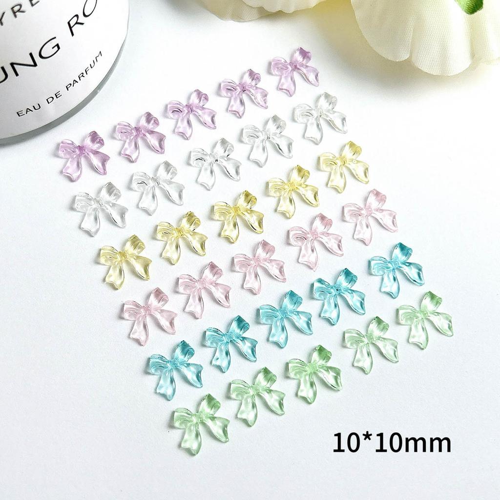 Jelly Color Ice Transparent Bowknot Nail Art Accessories Resin 3D Small Bow Versatile Ins Wearable Nail Decorations
