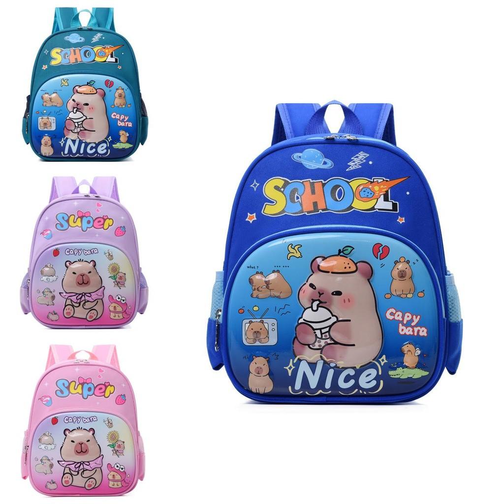 Kid-friendly Animated Backpack In Pink Purple Green And Blue For School Use