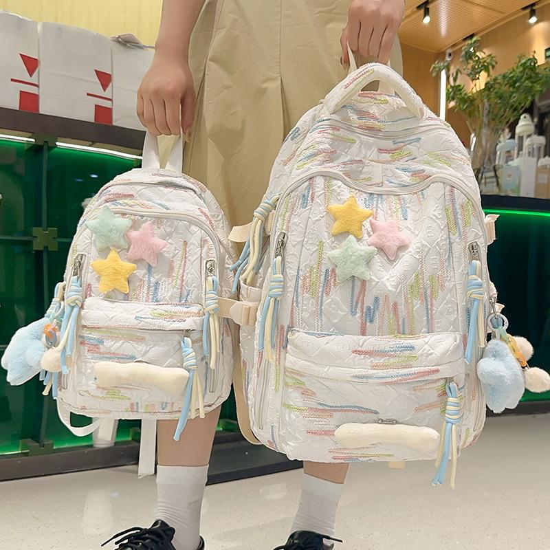 Schoolbag Children Elementary School Girls High School Large Capacity High Appearance Ins Striped Backpack