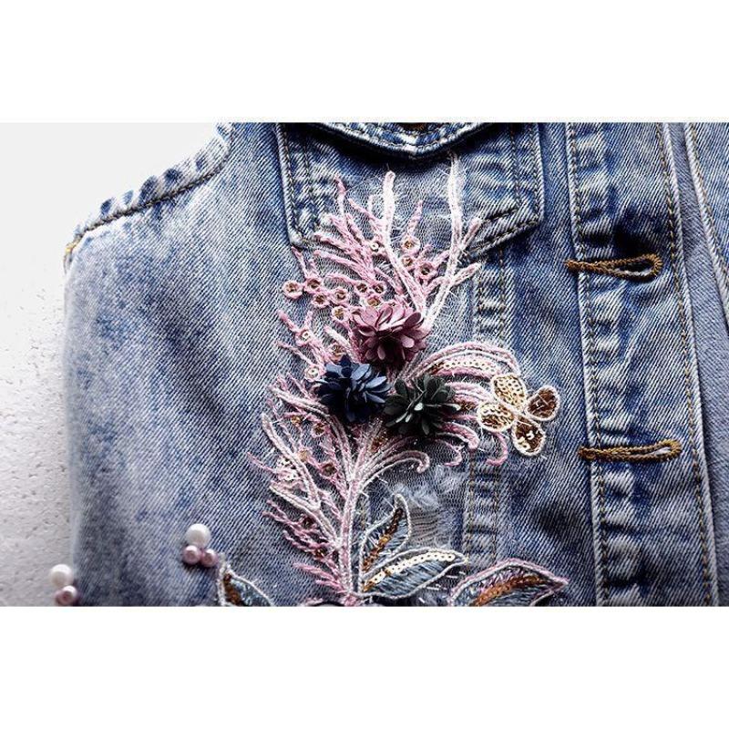 Cowboyweste Heavy Industry Nail Bead Ärmellose Schulteraufkleber Jeansjacke Damen Turndown-Kragen Top Einreihige Schnalle Neue Mode Herbst