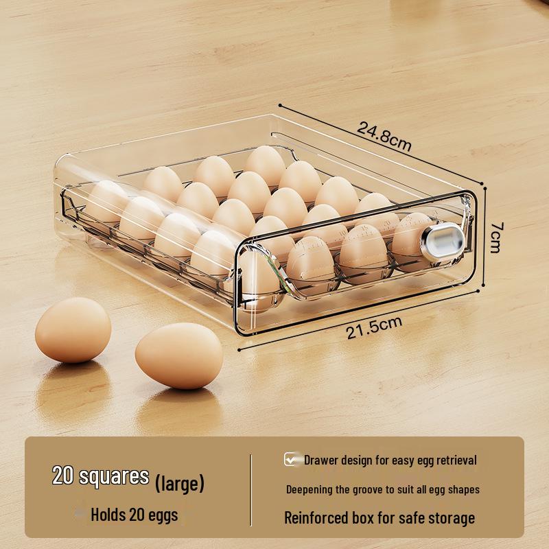 

Double-Layer Egg Storage Box, Refrigerator Fresh-Keeping Drawer with Timer