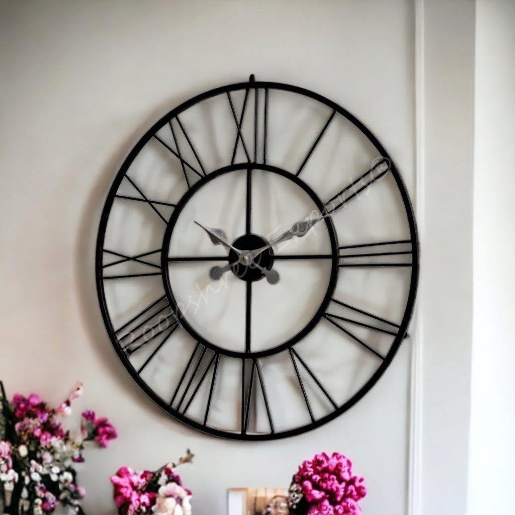 Uhr Eisen Abstrakt Analog Wanduhr (55 cm, Schwarz)