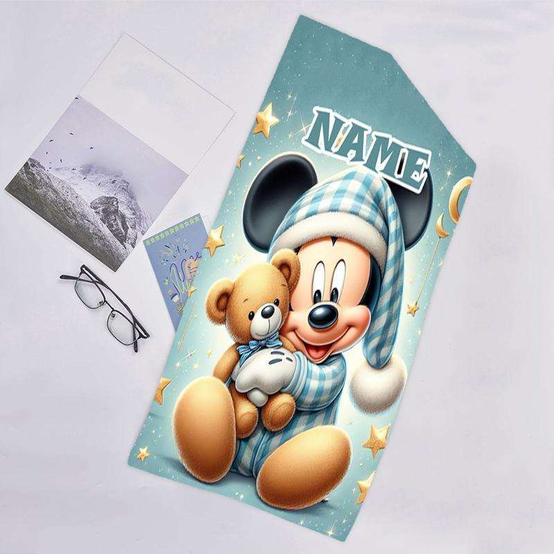 1pc Mickey3 Beach Towel with Custom Name, Beach/Swimming/Bath/Picnic/Camping Towel, Suitable for Seaside Beaches