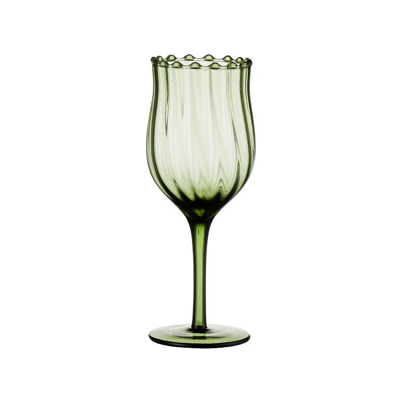 Champagne Flute Barware Stemware Vintage Glass Drinkware Green Stemware Vintage Green Glassware Green Goblet Wine Glass