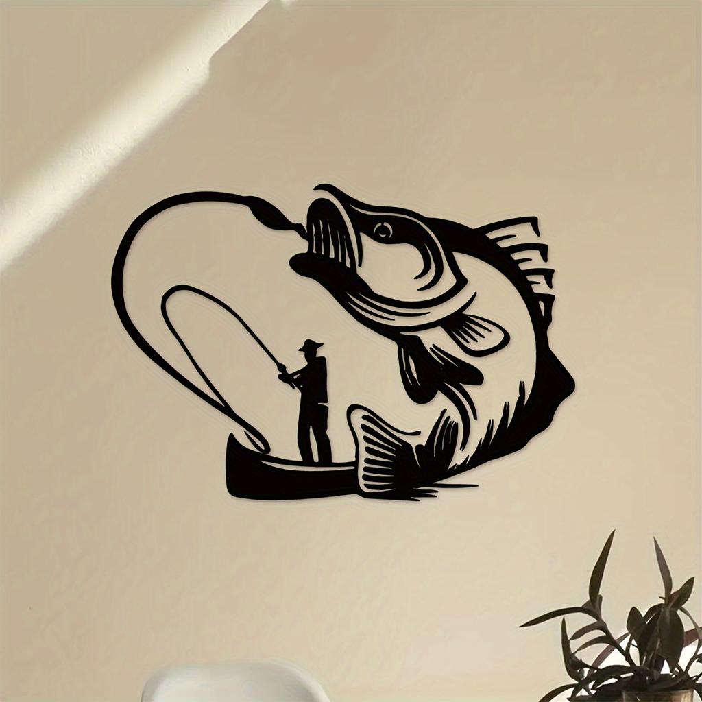 1 pz Segno Metallico Pesca Persico Decorazione Murale Regalo Pescatore Cabina Esterna Man Cave Bar Garage Patio Giardino Natale Halloween Capodanno