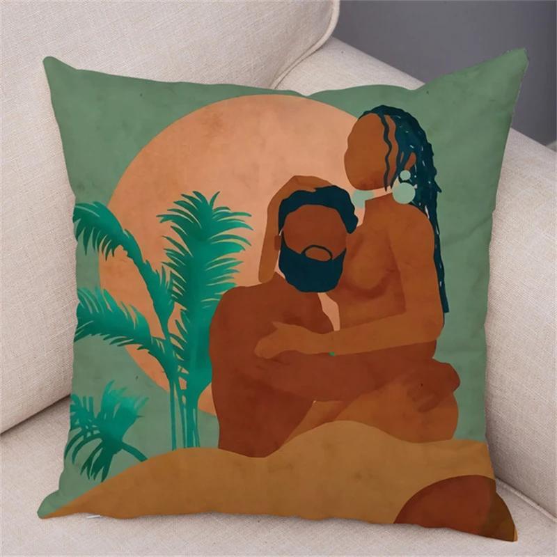 Geometric Pattern Fashion Women Sofa Car Home Decor Cushion Cover Black African Girl Pillowcase
