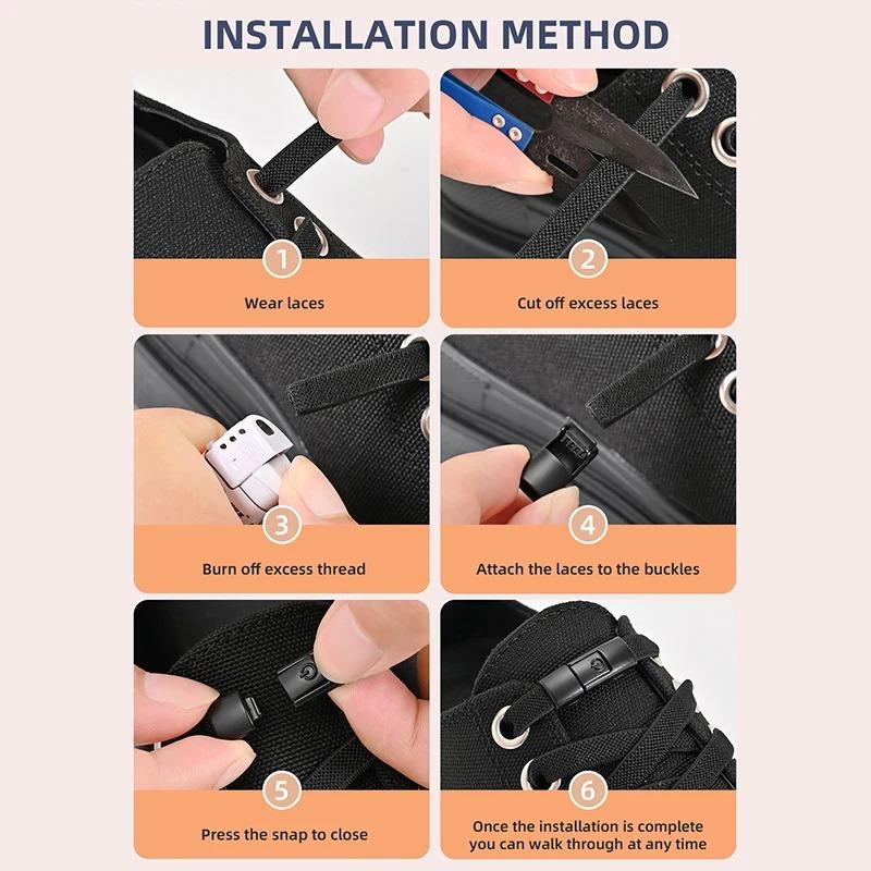 Mm No Tie Shoe Laces Metal Press Lock Shoelaces Without Ties Elastic Laces Sneaker Kids Adult Widened Flat Shoelace for Shoes