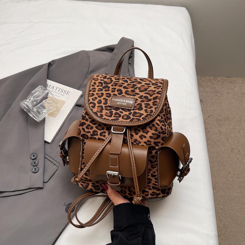 

Рюкзак с леопардовым принтом: Женская модная ретро сумка-ведро для путешествий и студентов коричневый