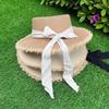 Summer Beach Hat, Wide Brim Straw Sun Hat, Sun Protection Foldable Hat with Ribbon Bow, Women Hat for Outdoor Travel Beach Trips