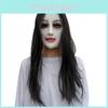Female Ghost Latex Mask With Long Hair Design For Halloween And Haunted House