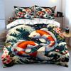 Koi Fish Artistic Decor Set Soft Comfortable Duvet Cover Bedding Set Included 1*Duvet Cover & 2*Pillowcases, Gift