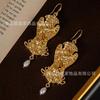 Antique Style Earrings French Light Luxury High-end Feel Unique Baroque Gold Niche Design
