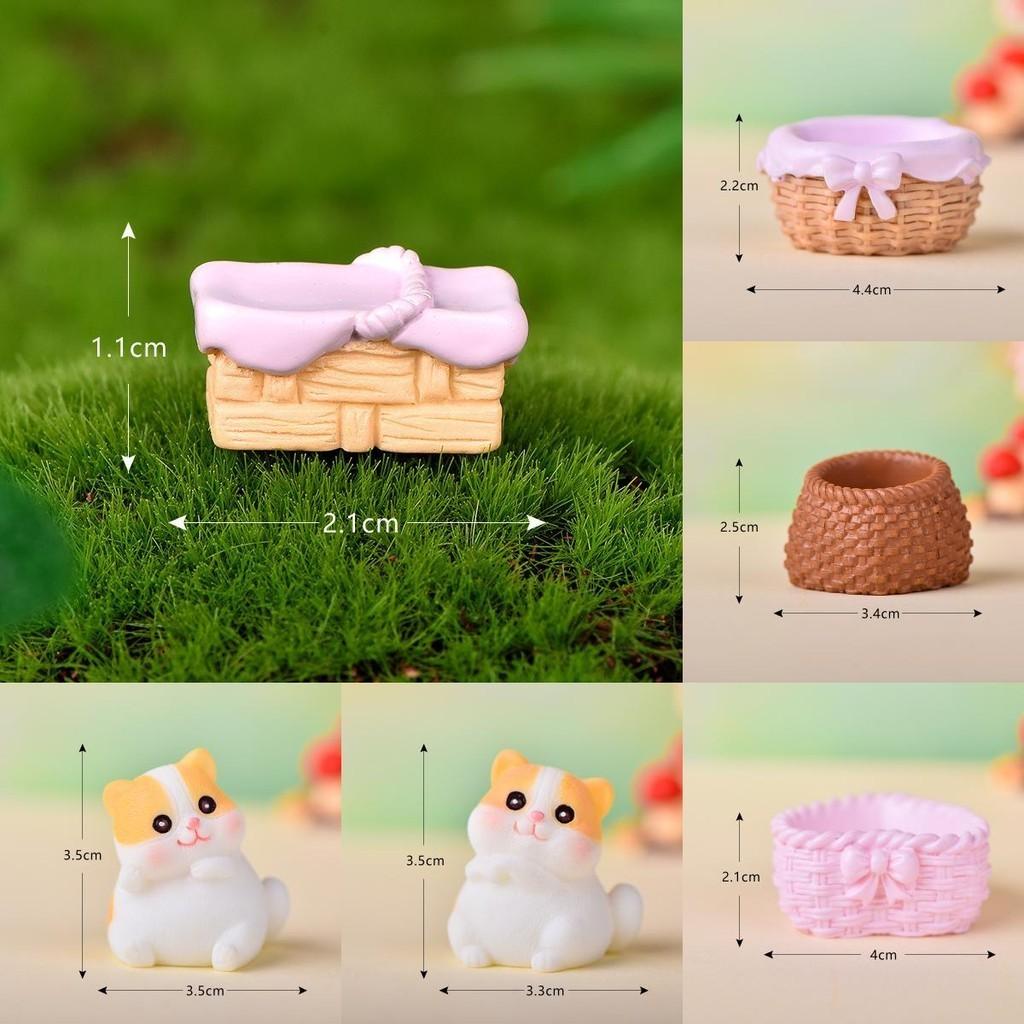 Entzückende getigerte Katze aus Harz für DIY Miniaturgartendekoration