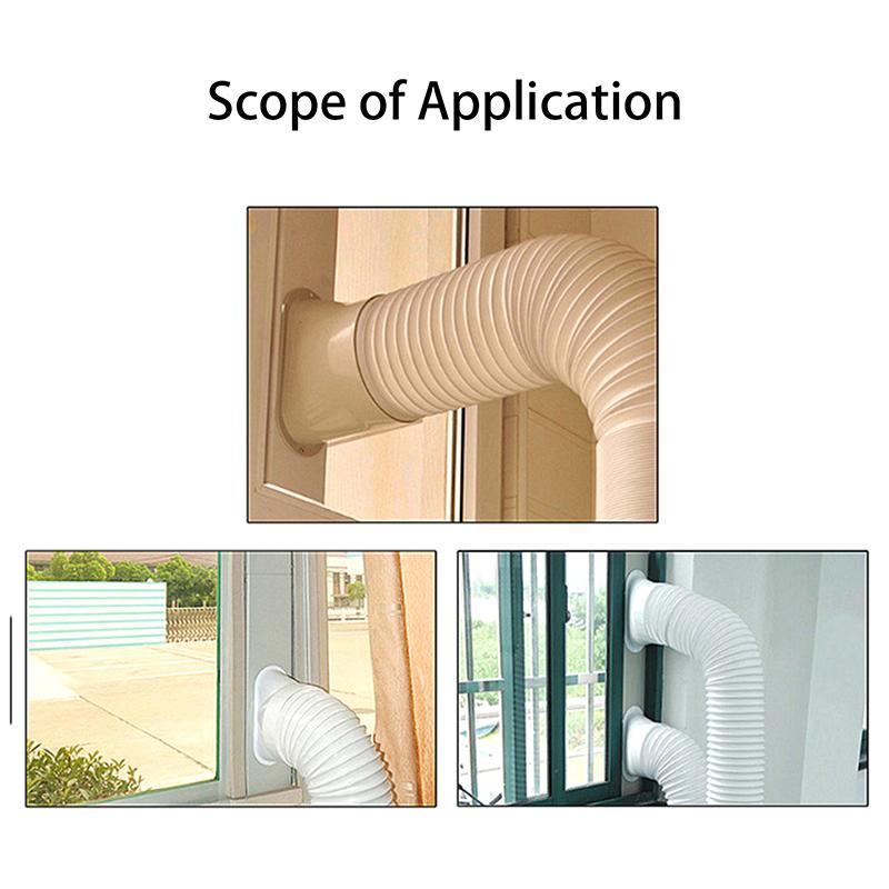 Air Conditioner Window Vent Kit 43-140Cm Flat Mouth Ac Exhaust Hose Coupler Adjustable Window Seal Universal Duct Extension Pipe