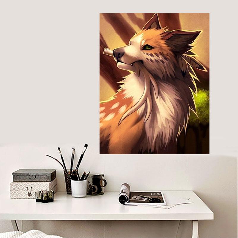 Quadratisch / Rund DIY Diamantstickerei "Fuchs" 5D Diamantmalerei Wasserdiamant Mosaik Dekoration