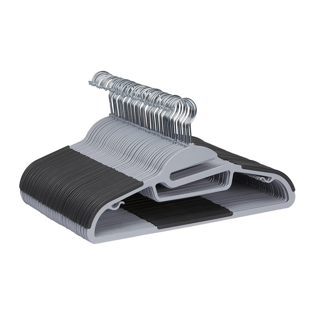 Amazon Basics Hangers, 50-Pack, Non-Slip, Rubber-Coated, Gray