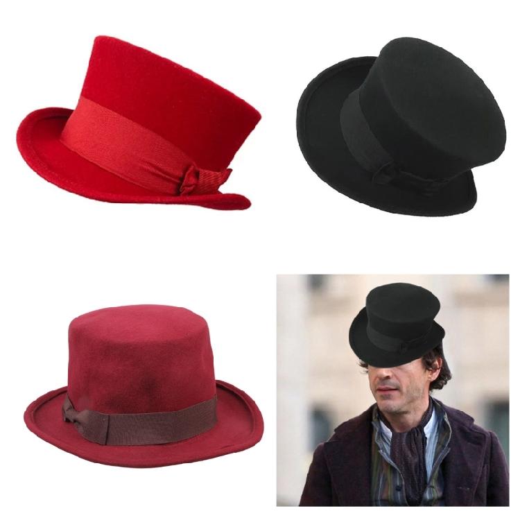 Gentlemen Top Hat Wool Fedora Hat Gift for Boyfriend Top Hat Short Brim