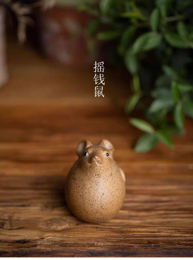 Handmade Coarse Pottery Mouse Tea Pet Cute Animal Figurine Modern Gongfu Tea Accessory for Home Decor
