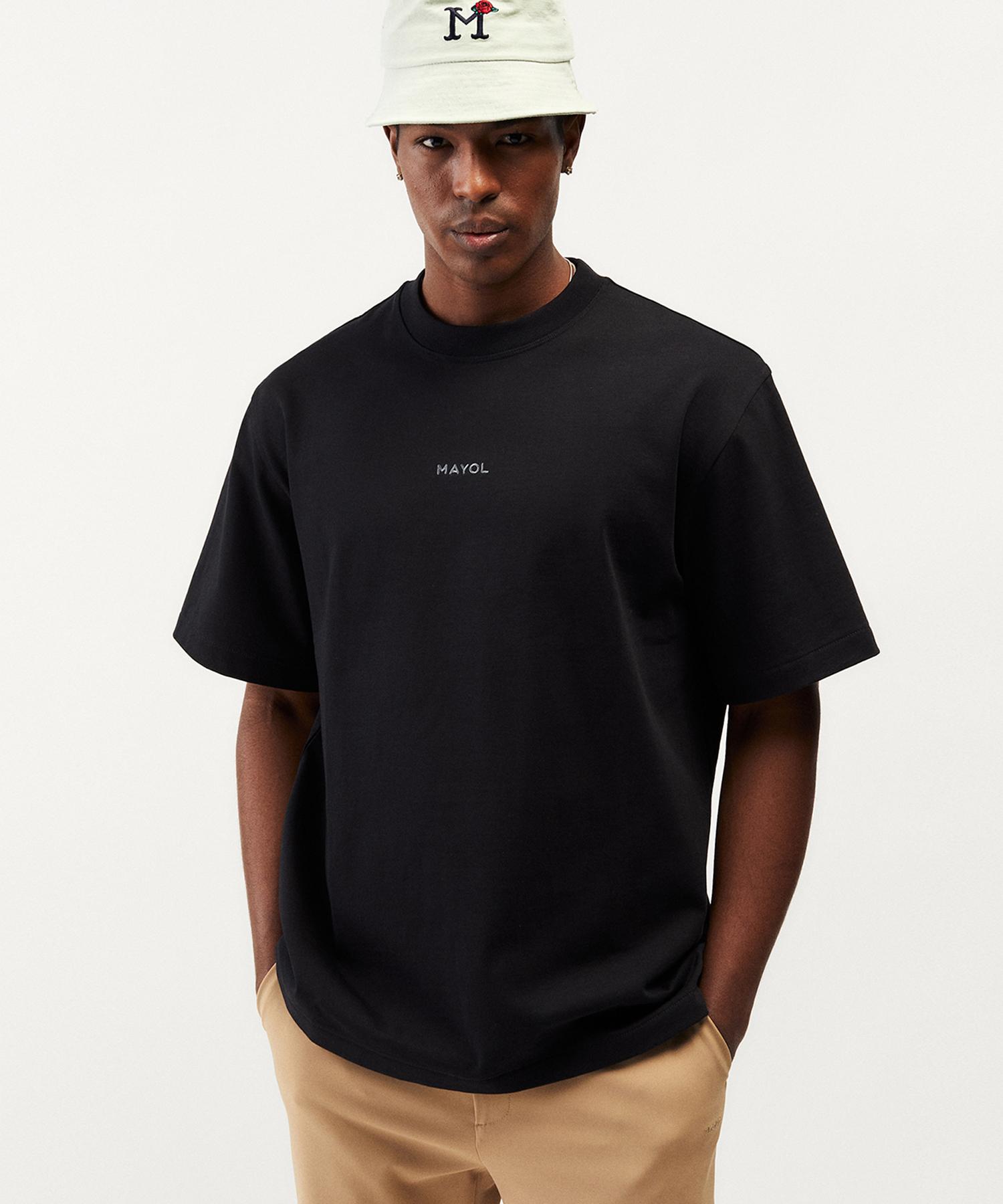 Mayol Logo Embroidered Short Sleeve Crew Neck_Black Note/Xl