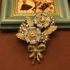 Heavy Industry Fashion Corsage Exquisite Light Luxury Full Diamond Inlaid Xiaomi Beads Retro Brooch Design Bouquet Pin